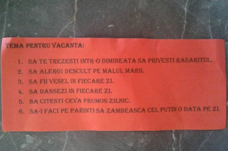 Cea mai frumoasa tema de vacanta data de o invatatoare din Romania